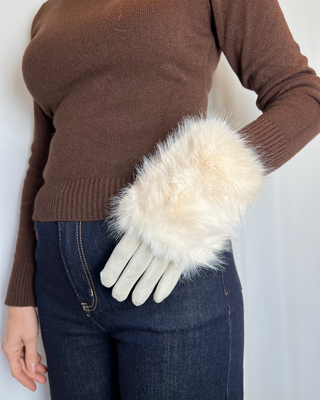 Guanti con manicotti similpelliccia